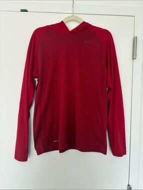 Nike Red Hooded Long-Sleeve Dri-FIT Top